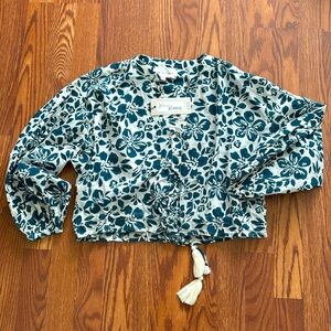 NWT Cara Cara Perrin Top Wood Block Indigo Blue Size Large